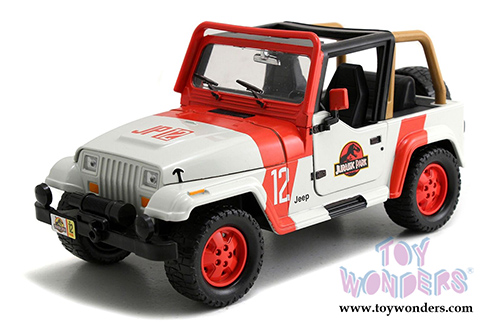 Jada Toys Jurassic World - Jeep Wrangler Off Road (1992, 1/24 scale diecast model car, Milk White) 97806